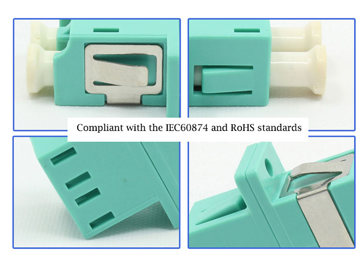 LC Multimode Double Core Cyan Plastic Fiber Optic Adapter